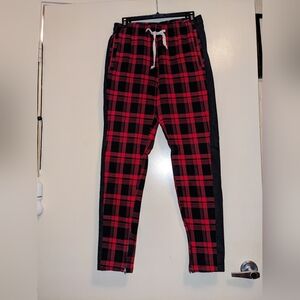 Red and Black Plaid Men's Pants